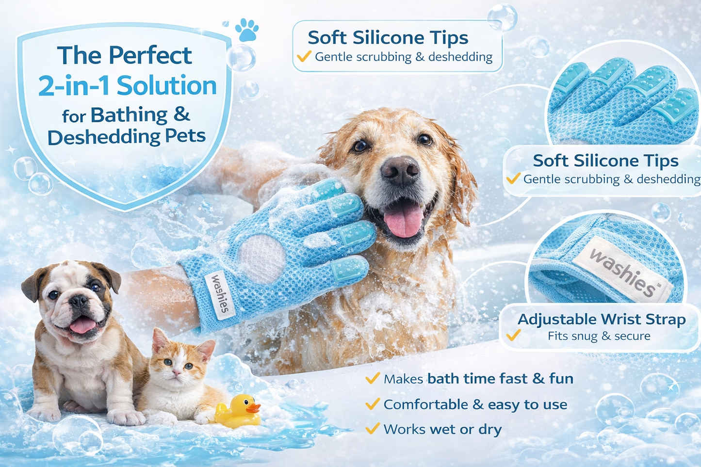 Guante de Baño Profesional para Mascotas – Limpieza y Masaje en Segundos.
