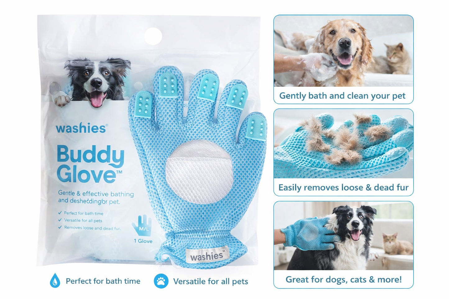 Guante de Baño Profesional para Mascotas – Limpieza y Masaje en Segundos.